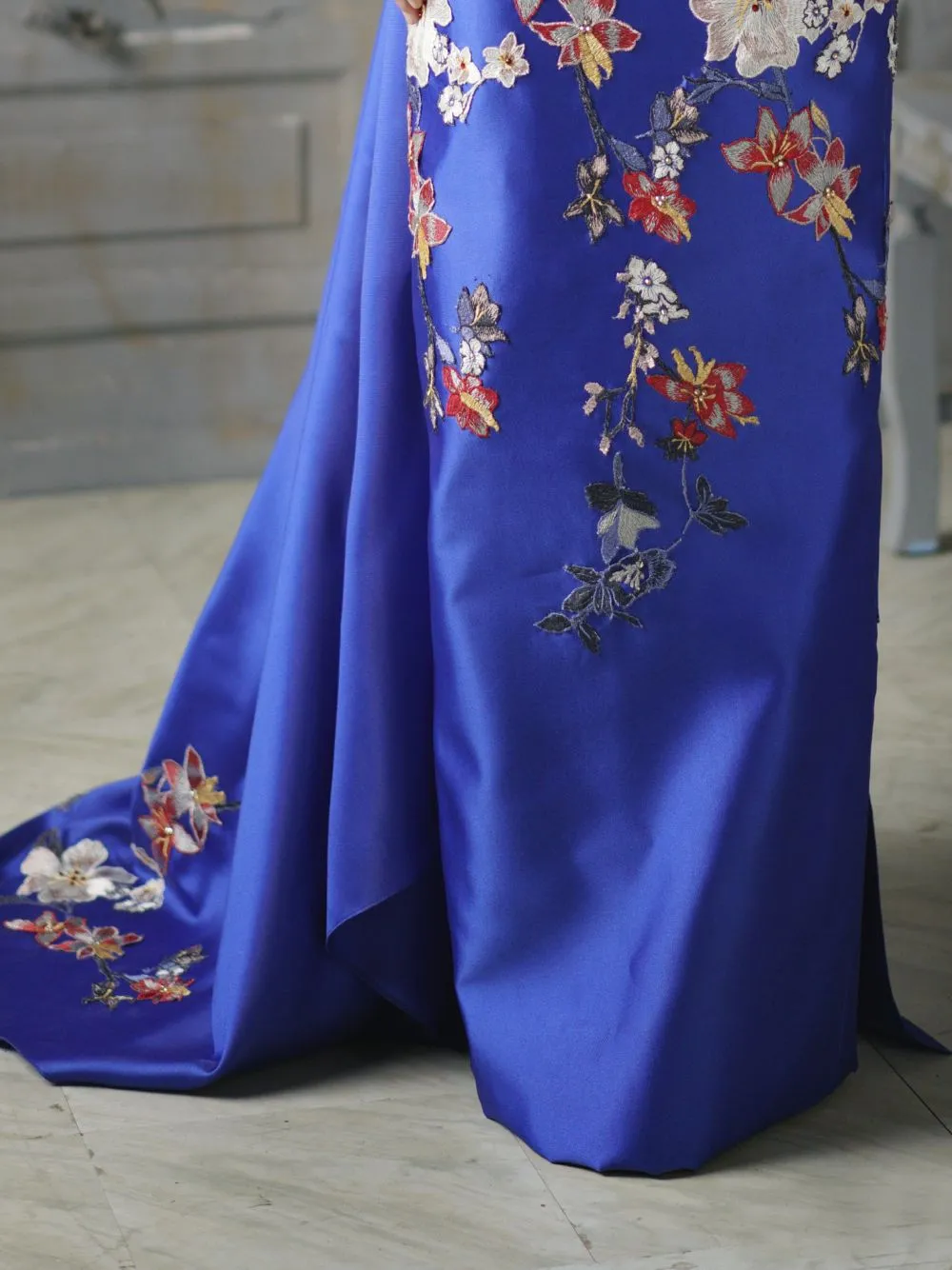 Embroidered Column Dress