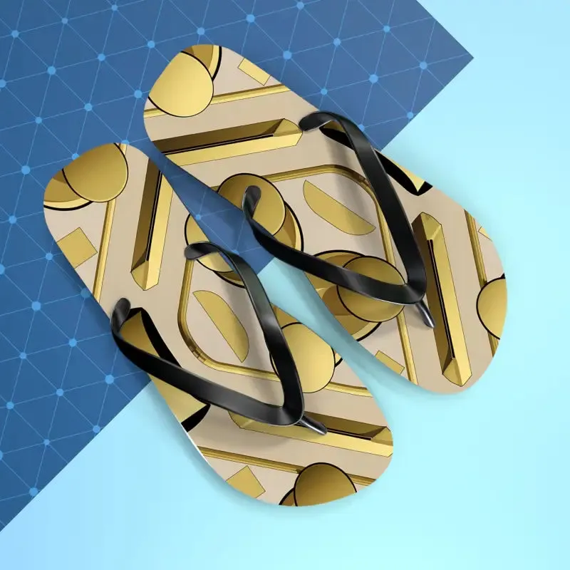 Gold Abstract Flip Flops for Summer Vibes